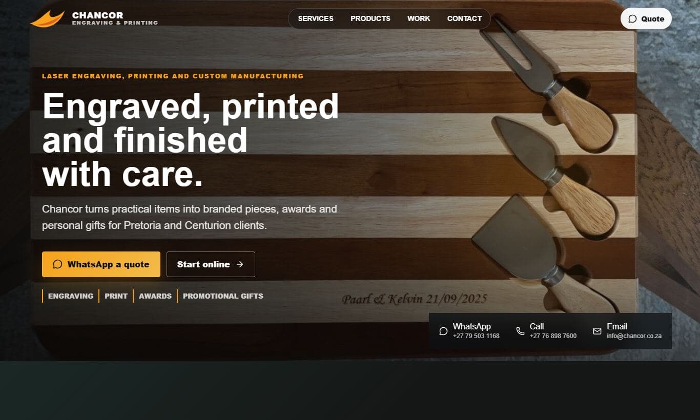 Chancor website preview