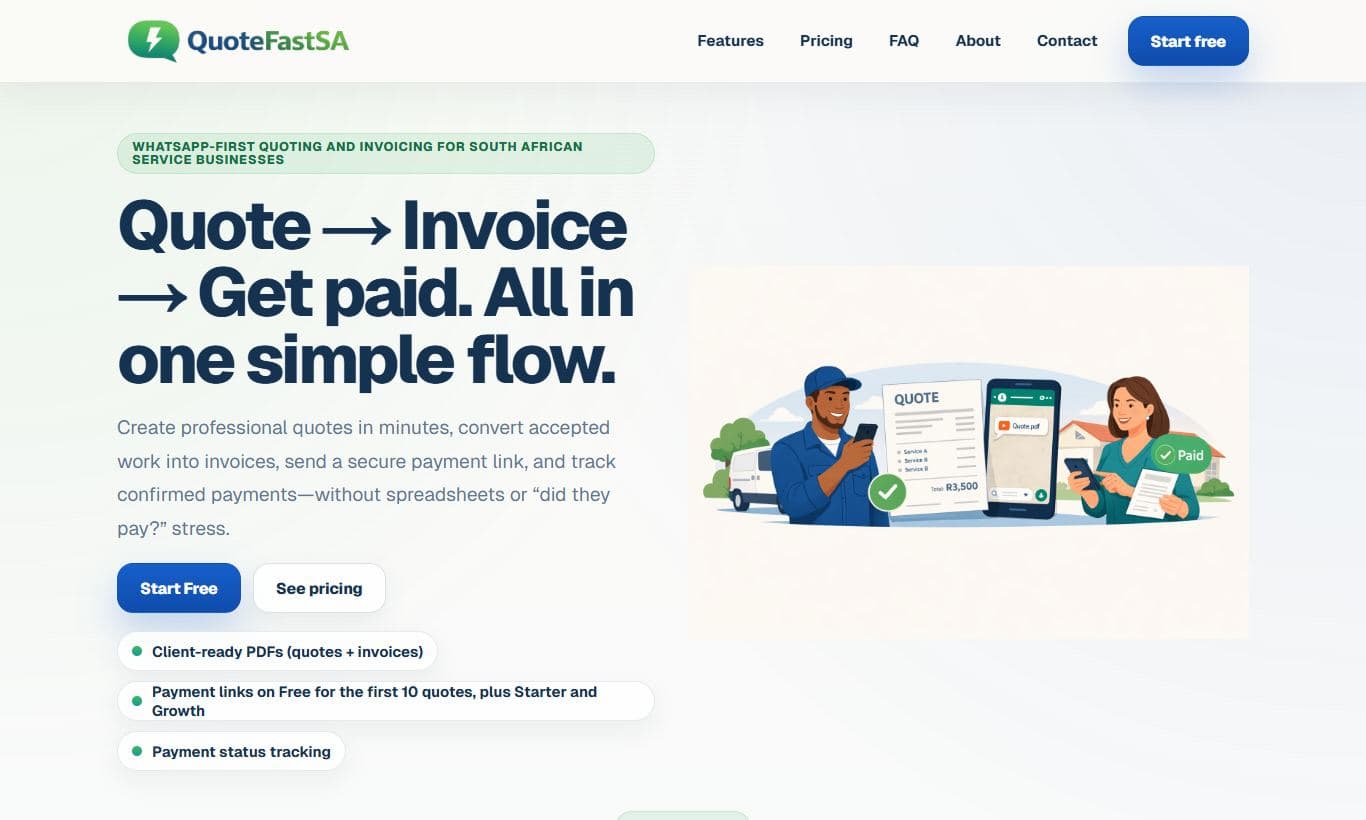 QuoteFast SA website preview