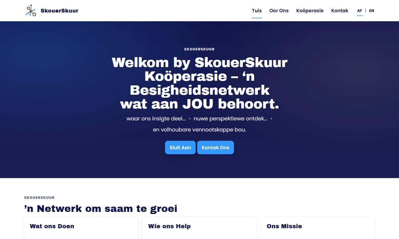 Skouerskuur website preview