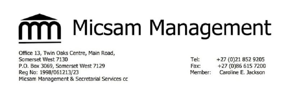 Micsam Management & Secretarial Services CC banner