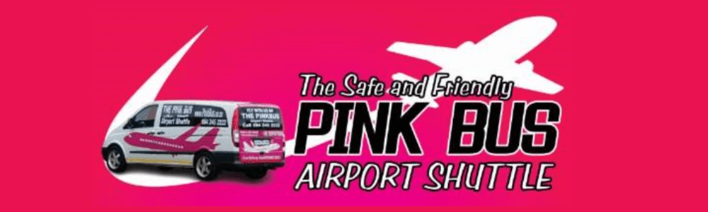 The Pink Bus Airport Shuttle banner